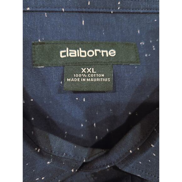 Claiborne Men's Blue with White Speckles Casual  Shirt Size 2XL - Picture 4 of 5